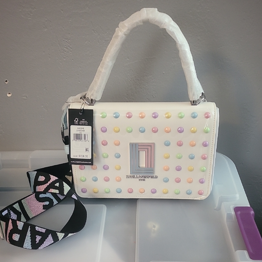 Karl Lagerfeld White Bag with Pastel Studs